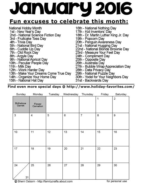 list of all special days.